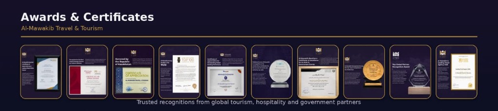 Awards and Certificates — Al-Mawakib Travel & Tourism